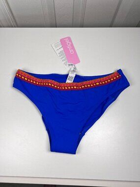 NWT Blue Bikini Bottom Decorative Band Size M Summer Beach